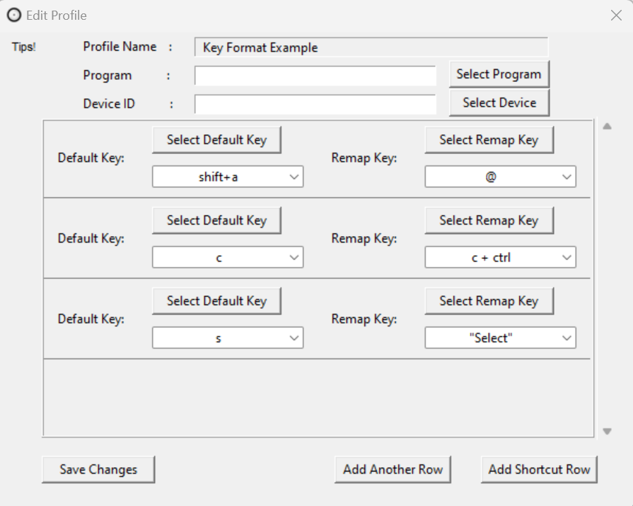 Key Format Example